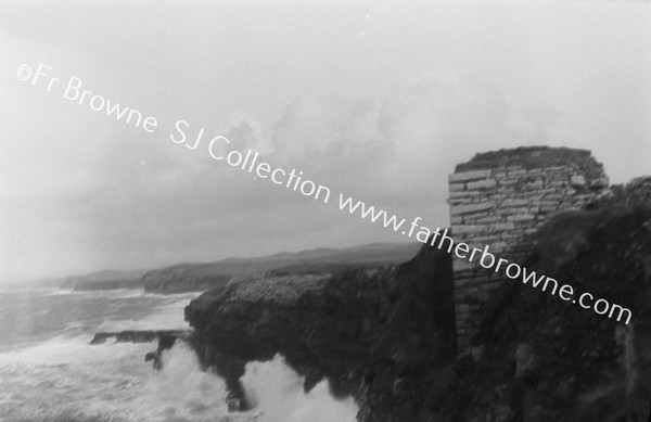 KILBARRON CASTLE (HOME OF O'CLERY) MASONARY ON EDGE OF CLIFF